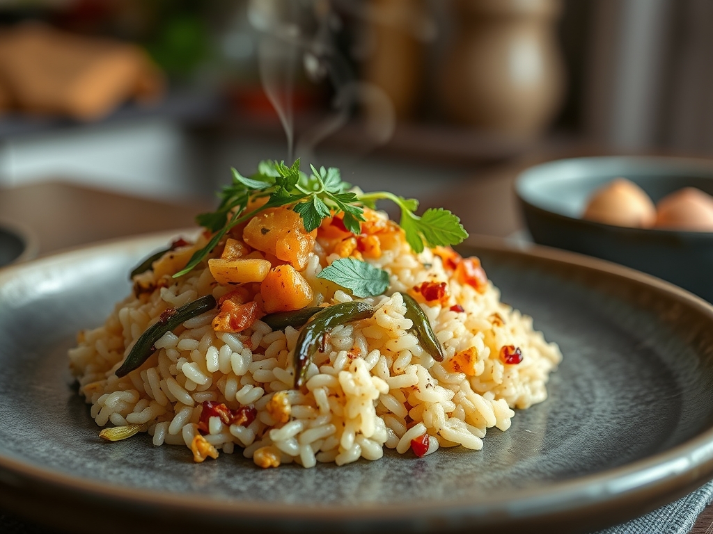 Arroz con verduras de temporada