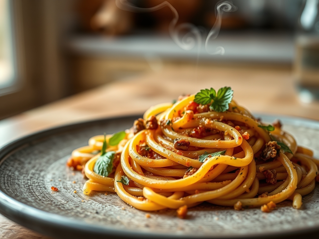 Pasta con salsa de nueces