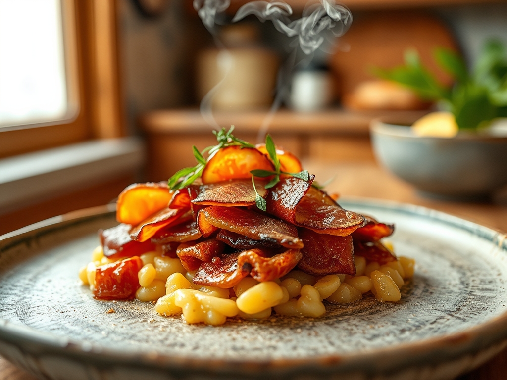 Salteado de habitas con jamón